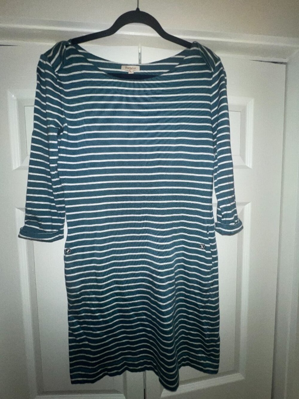Barbour Womens Dress Size 8 Striped 3/4 Sleeve Comfort